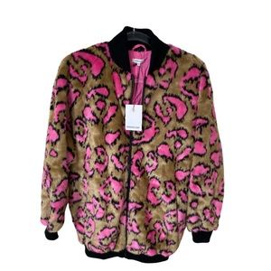 MANOUSH Faux Fur coat NWT PINK & TAUPE & BLACK